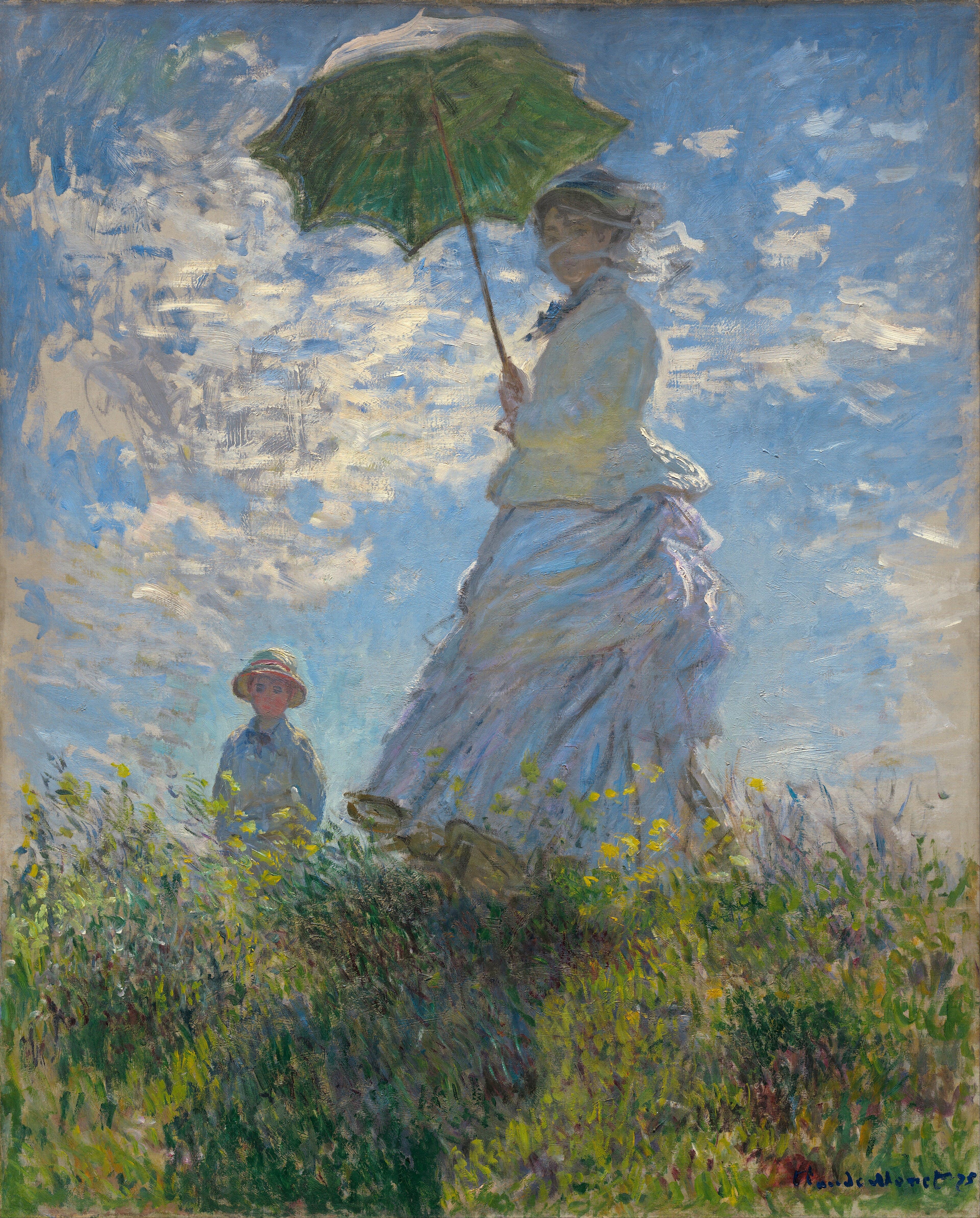 The fully revealed Woman with a Parasol by Claude Monet