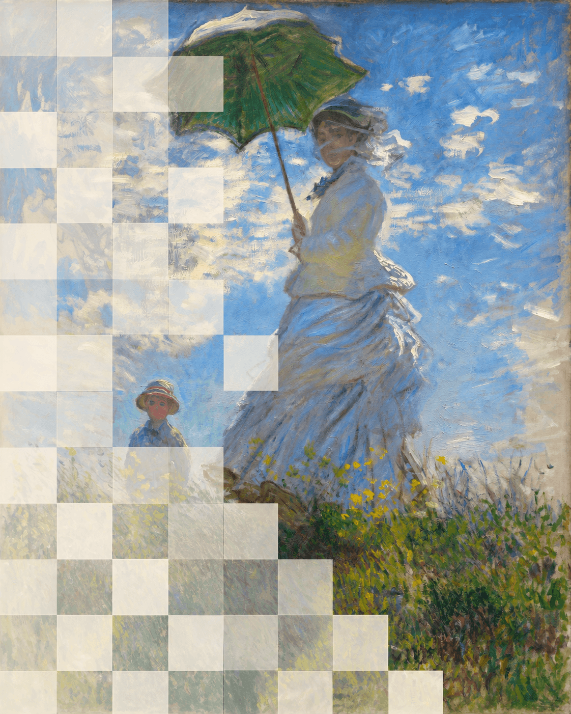The same Monet painting gradually emerging from the mosaic